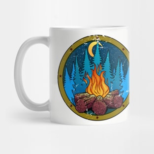 Camping badge with distressed effect Mug